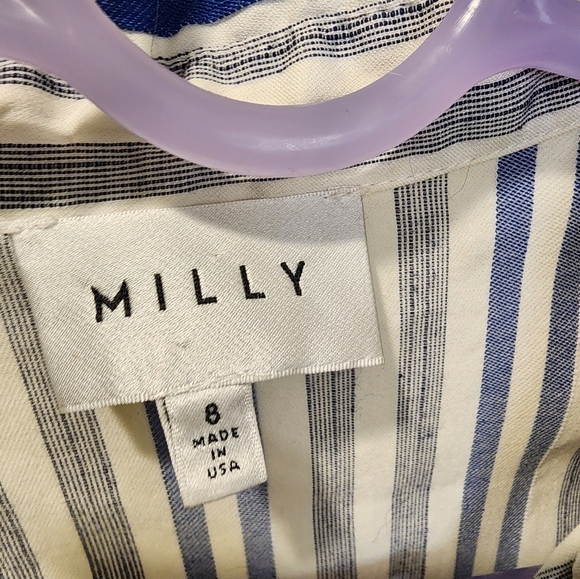 MILLY Stripes Casual half buttons dress size 8 - Picture 5 of 15